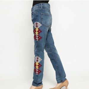 Miss Me Vintage Boyfriend Blue Denim Jeans Pants Geo Embroidered Women’s Size 27